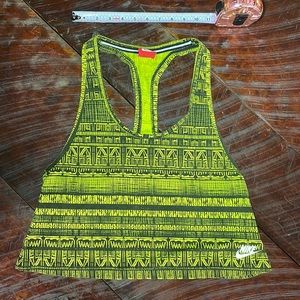 Nike Crop Razor Back Lime Green Workout Top